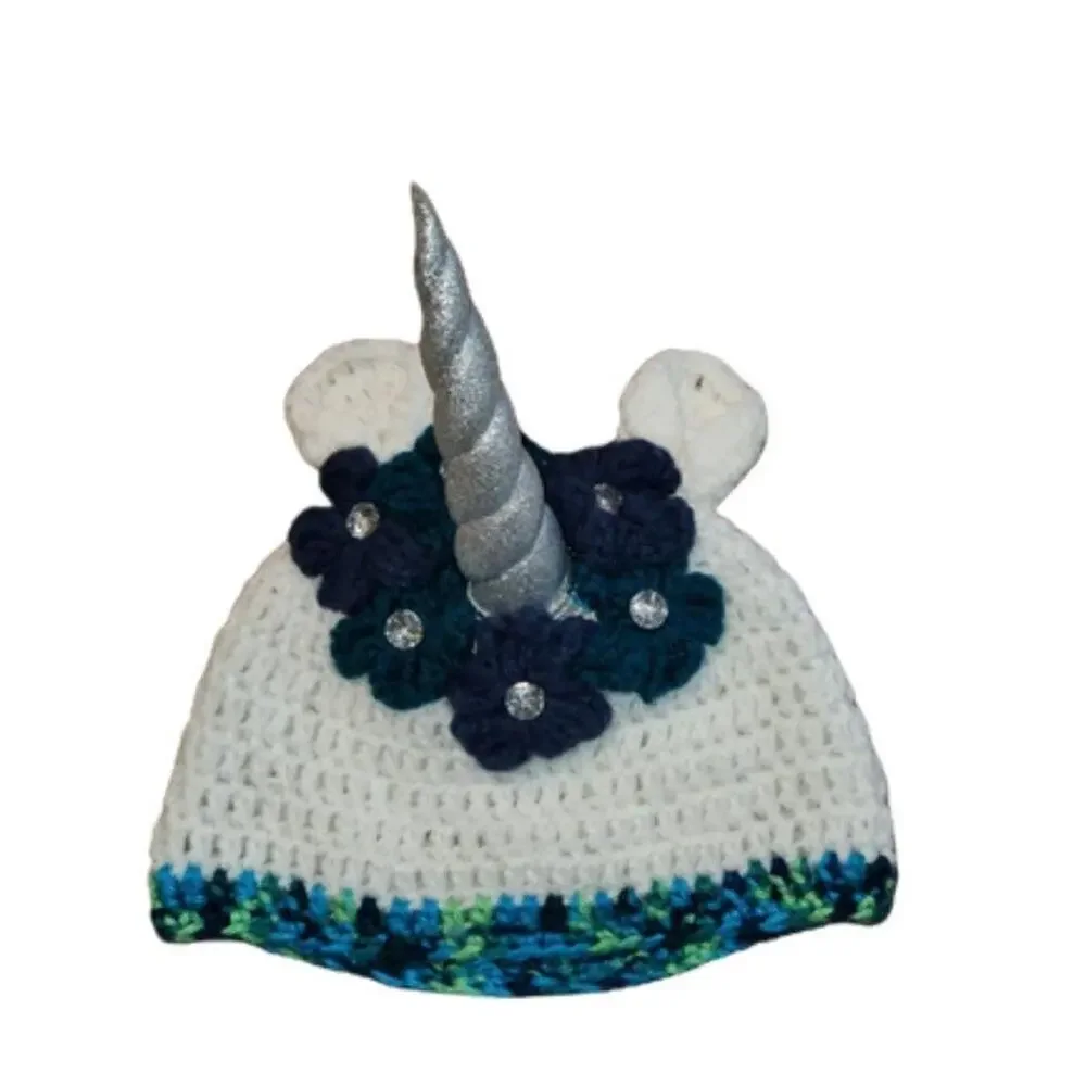 Unicorn Hat with Flower Crown Crochet || EUC